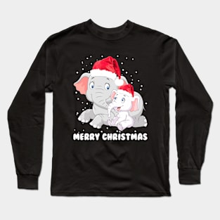 Merry Christmas Elephant Long Sleeve T-Shirt